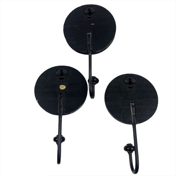 Wine Barrel Themed Wall Hanging Hooks Distressed Vintage Looking Rustic Set of 3 - Picture 2 of 8